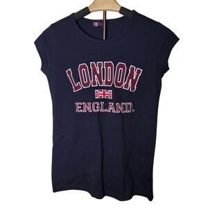 G-Crown Navy London England Fitted Tee Shirt